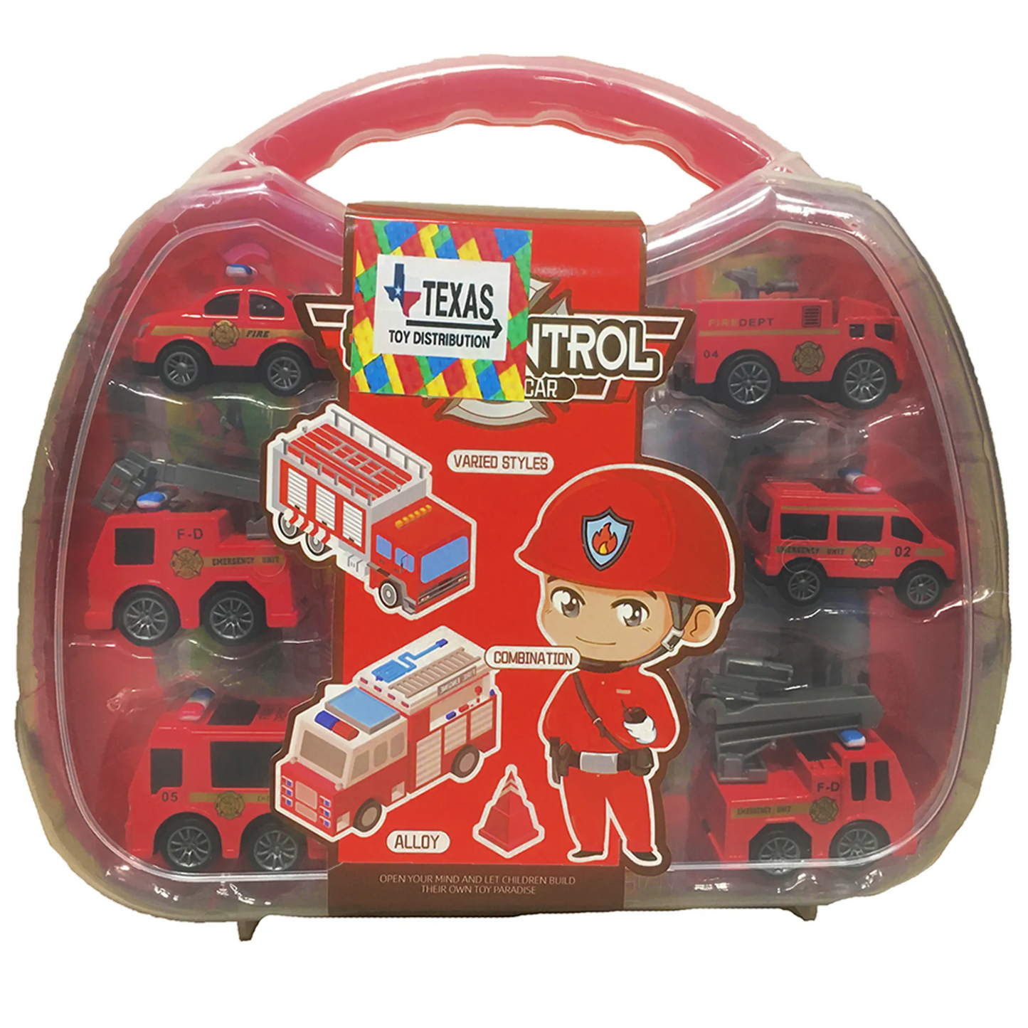 6-Piece Pull-Back Die-Cast Fire Vehicle Set | Accessories & Carry Case | 2" Vehicles
