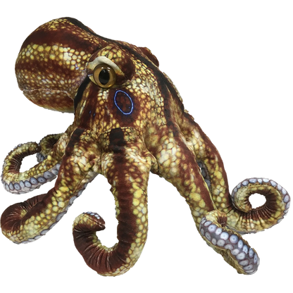 Realistic Octopus Plush Stuffed Animal | 10" Curled | 18" Extended Tentacles