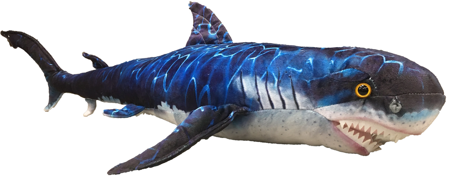 Blue Shark Plush Stuffed Animal | 29" | Underwater Pattern | Ocean Toy
