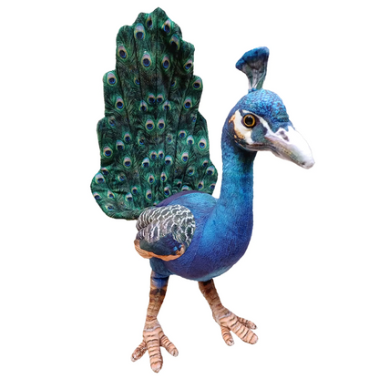 Peacock Plush Stuffed Animal | 18" | Detailed Feather Pattern | Exotic Bird Toy
