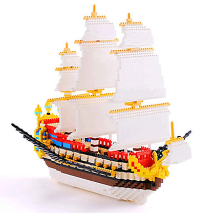Tall Ship Micro Block Building Set — 3,000 Pieces, 3 Masts | Ages 10+