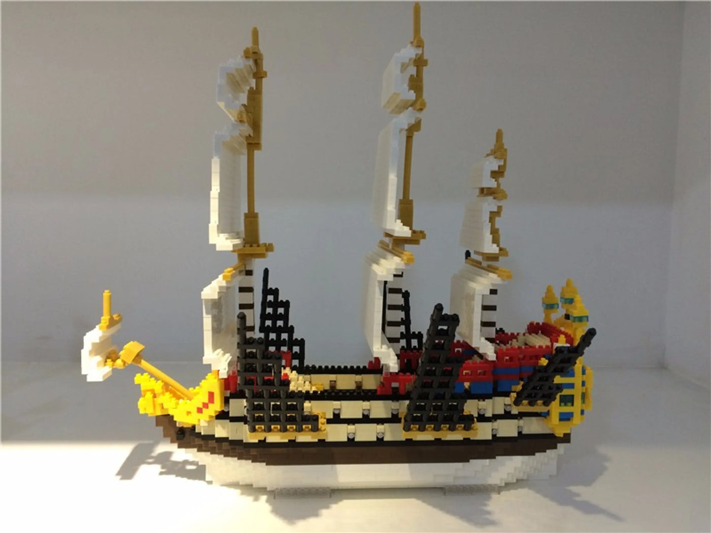 Tall Ship Micro Block Building Set — 3,000 Pieces, 3 Masts | Ages 10+