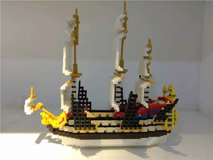 Tall Ship Micro Block Building Set — 3,000 Pieces, 3 Masts | Ages 10+