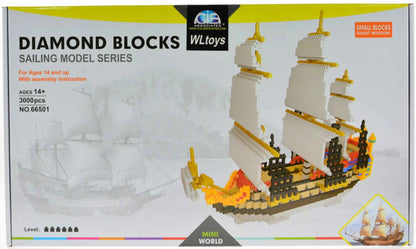 Tall Ship Micro Block Building Set — 3,000 Pieces, 3 Masts | Ages 10+