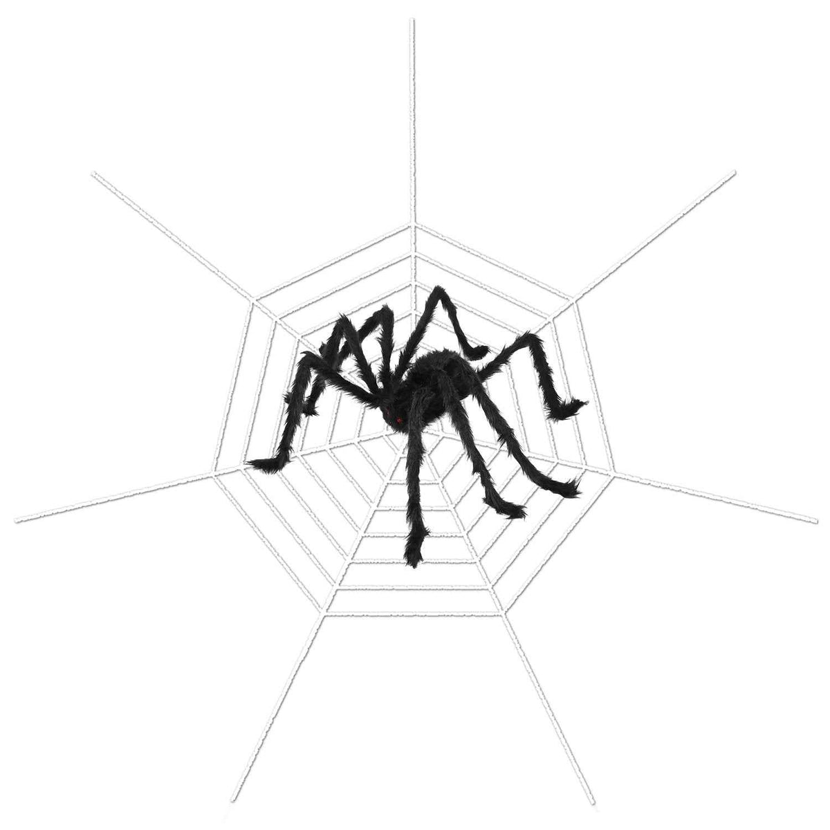 49-Inch Giant Halloween Hairy Spider with 126-Inch Stretchable Web