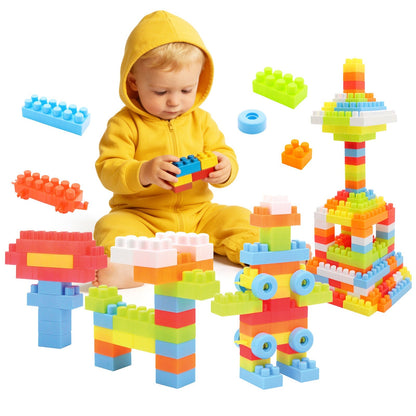 150-Piece Toddler Building Blocks Set with Wheel Packs – STEM & Montessori Ages 3+