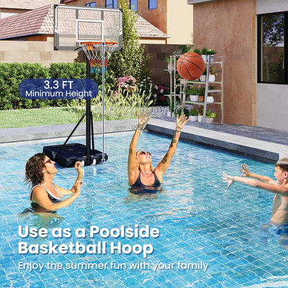 Portable Basketball Hoop | 3.3–10 ft | 18-Level Adjust | PC Backboard | Fillable Base | Wheels | Indoor & Outdoor