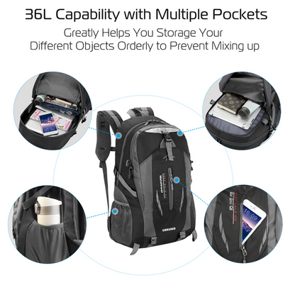 Gbruno 36L Waterproof Outdoor Backpack – Lightweight Daypack for Hiking & Travel