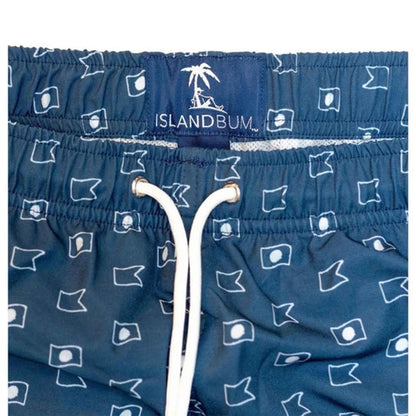 Island Bum Nautical Flag Swim Trunks | Recycled Polyester | 4-Way Stretch | UPF | 6" Inseam