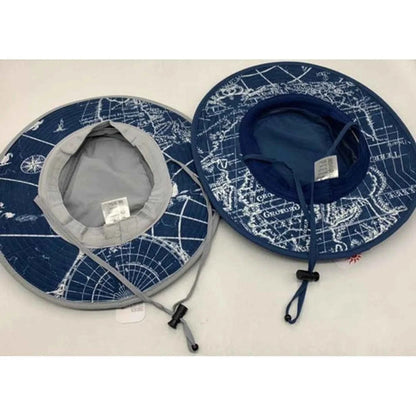 Island Bum Bora Hat | 3" Brim | Adjustable Drawcord | Old World Flag Lining | Blue & Grey