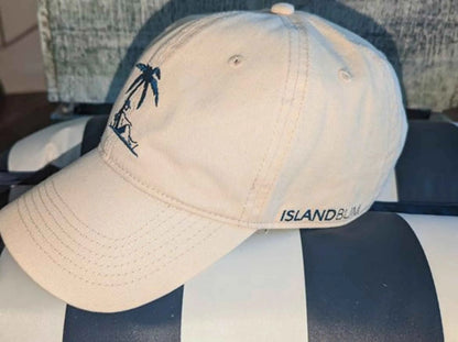 Island Bum Polo Style Dad Ball Cap | 6-Panel | Pre-Washed & Soft | Off White with Navy Logos