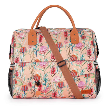 BANZ Insulated Picnic Cooler Bag – Large, Dual Compartment, Australian Floral Design
