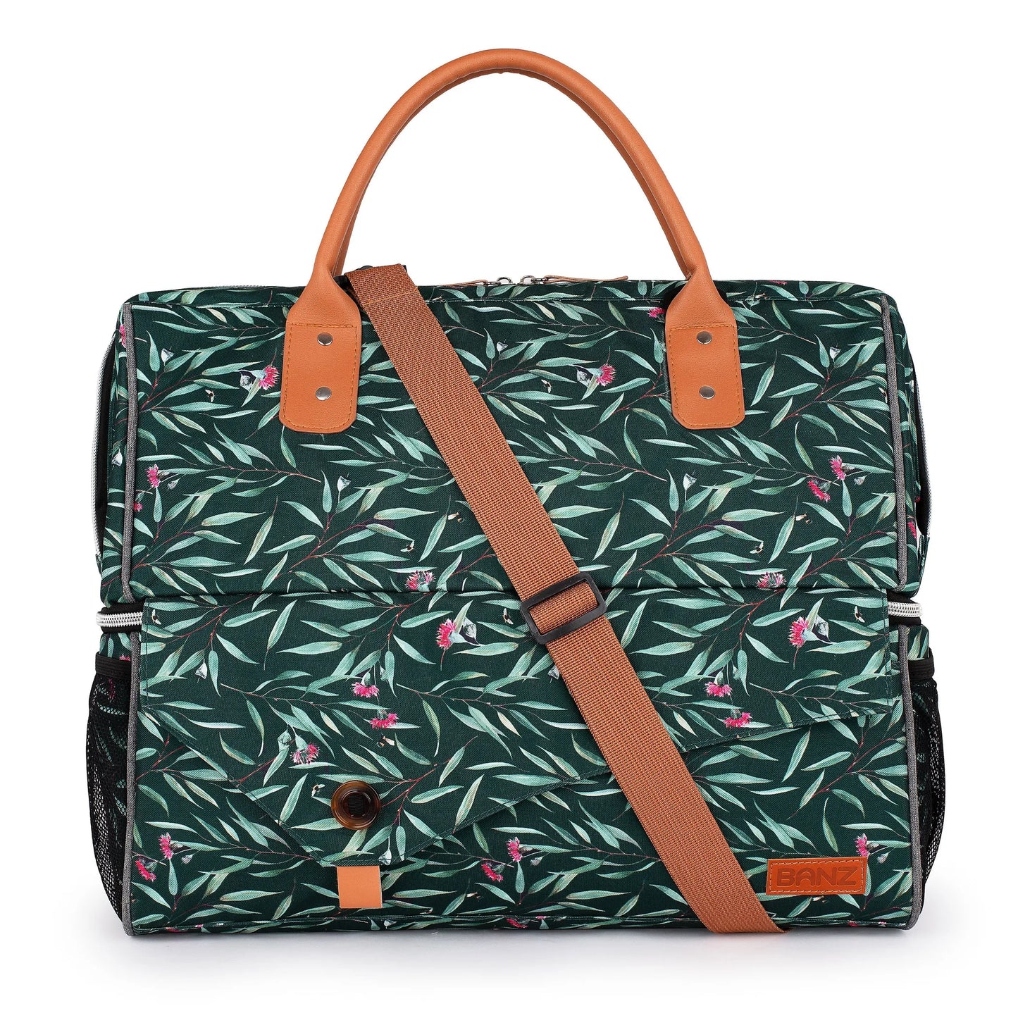 BANZ Insulated Picnic Cooler Bag – Large, Dual Compartment, Australian Floral Design