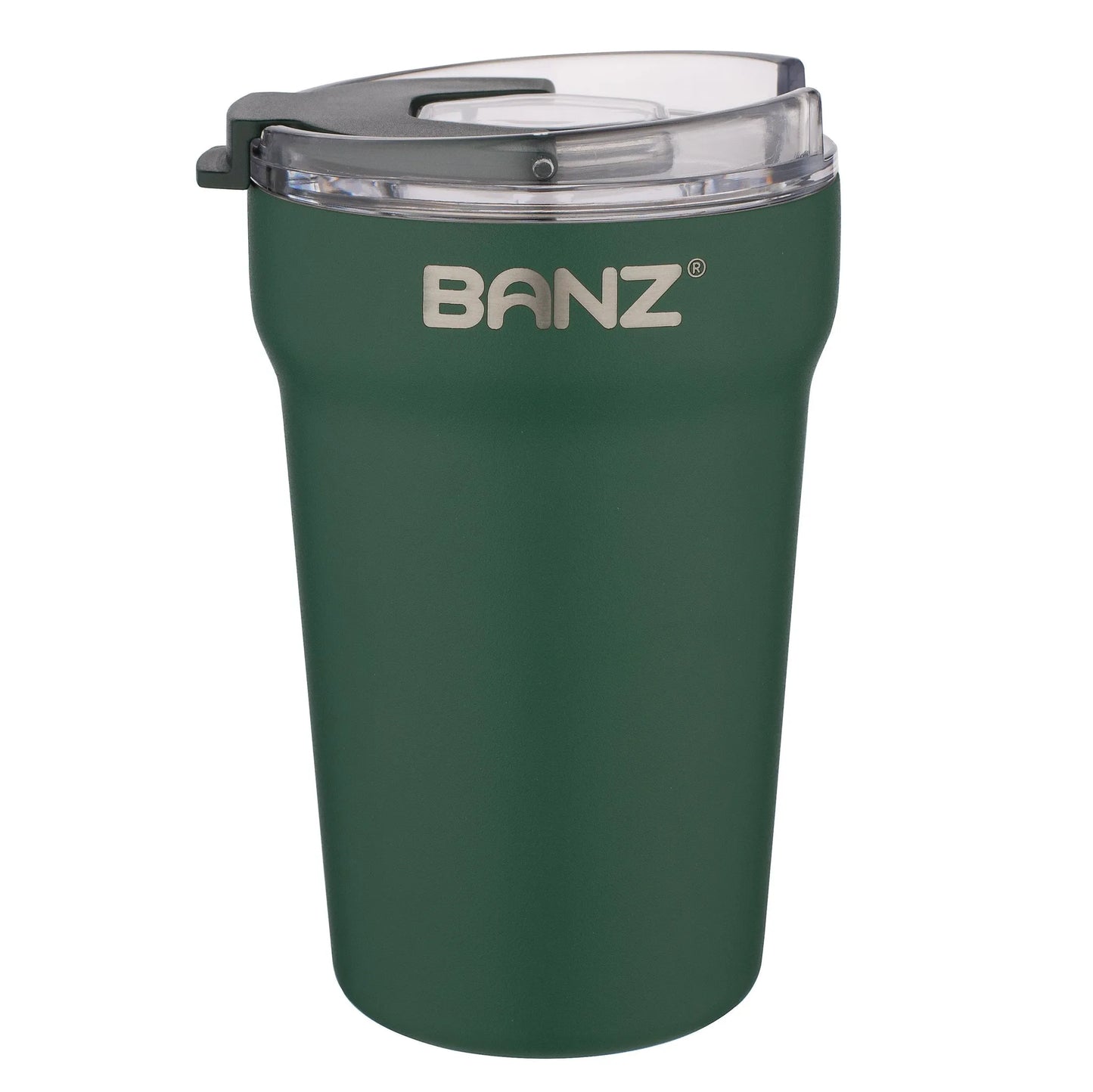 BANZ Stainless Steel Travel Cup – 14 or 18 oz, Flip Lid & Straw