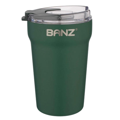 BANZ Stainless Steel Travel Cup – 14 or 18 oz, Flip Lid & Straw