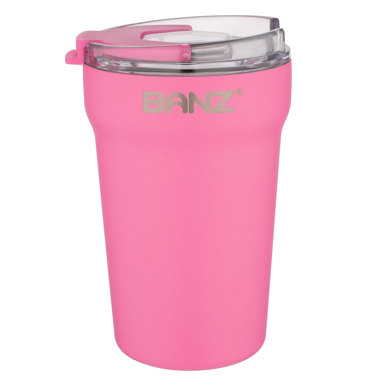 BANZ Stainless Steel Travel Cup – 14 or 18 oz, Flip Lid & Straw
