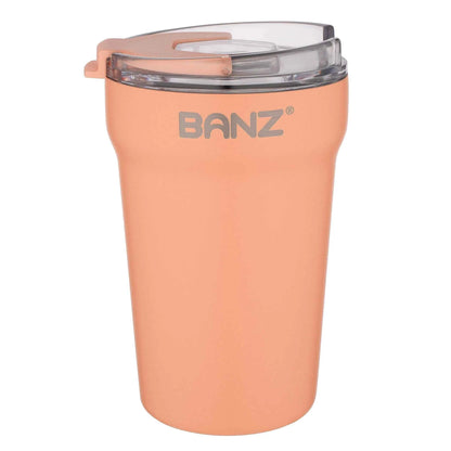 BANZ Stainless Steel Travel Cup – 14 or 18 oz, Flip Lid & Straw