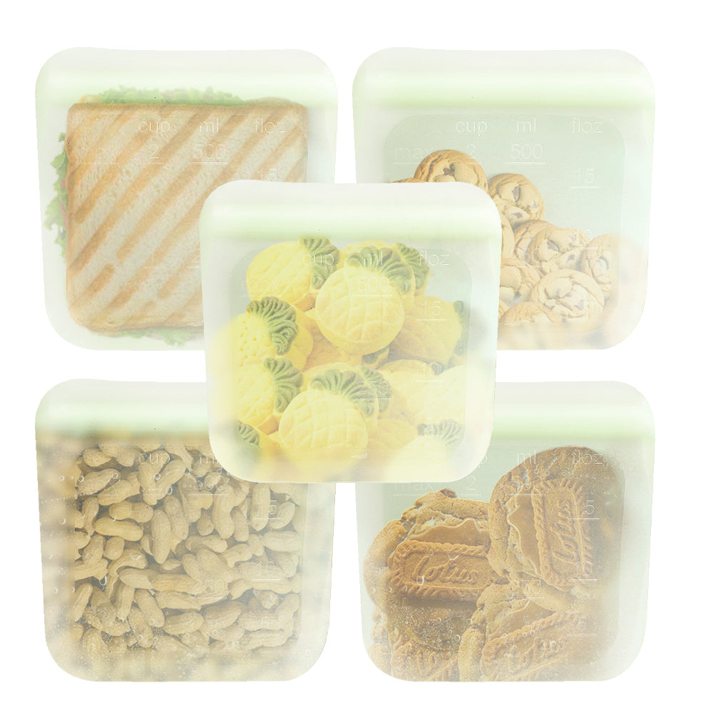 purifyou Reusable Silicone Food Storage Bags - Set of 5