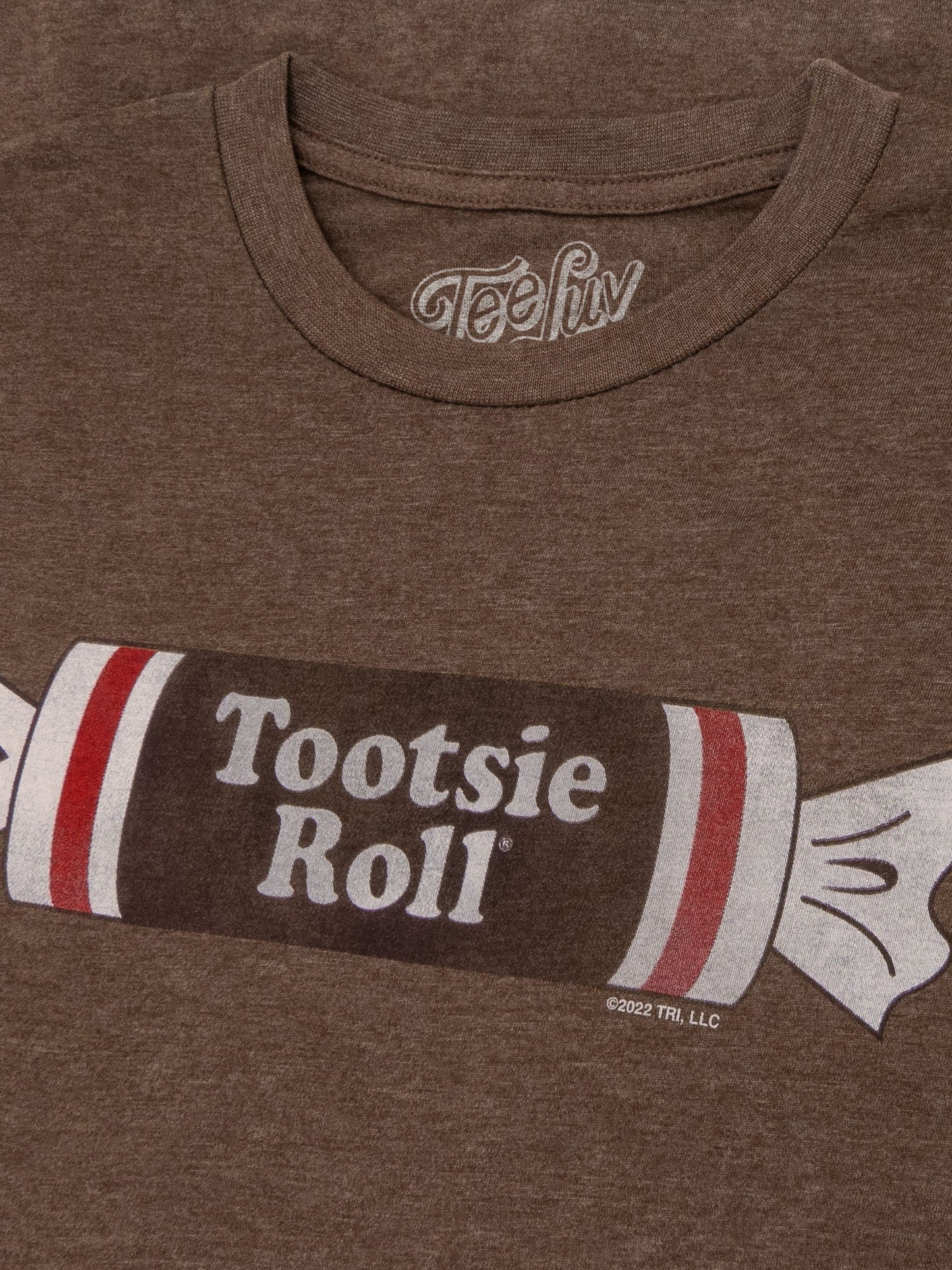 Tootsie Roll T-Shirt | Distressed Vintage Logo | Brown Heather | Poly-Cotton