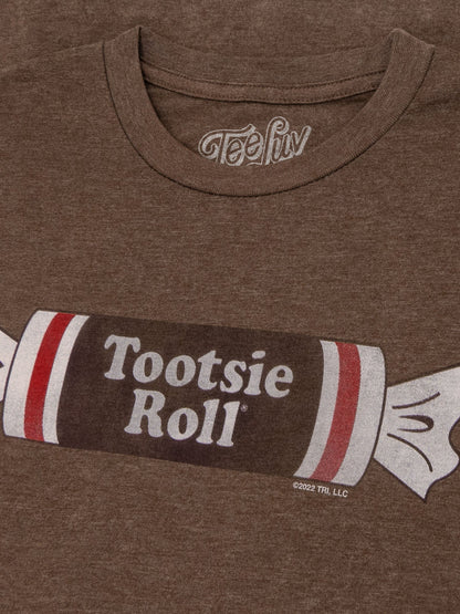 Tootsie Roll T-Shirt | Distressed Vintage Logo | Brown Heather | Poly-Cotton