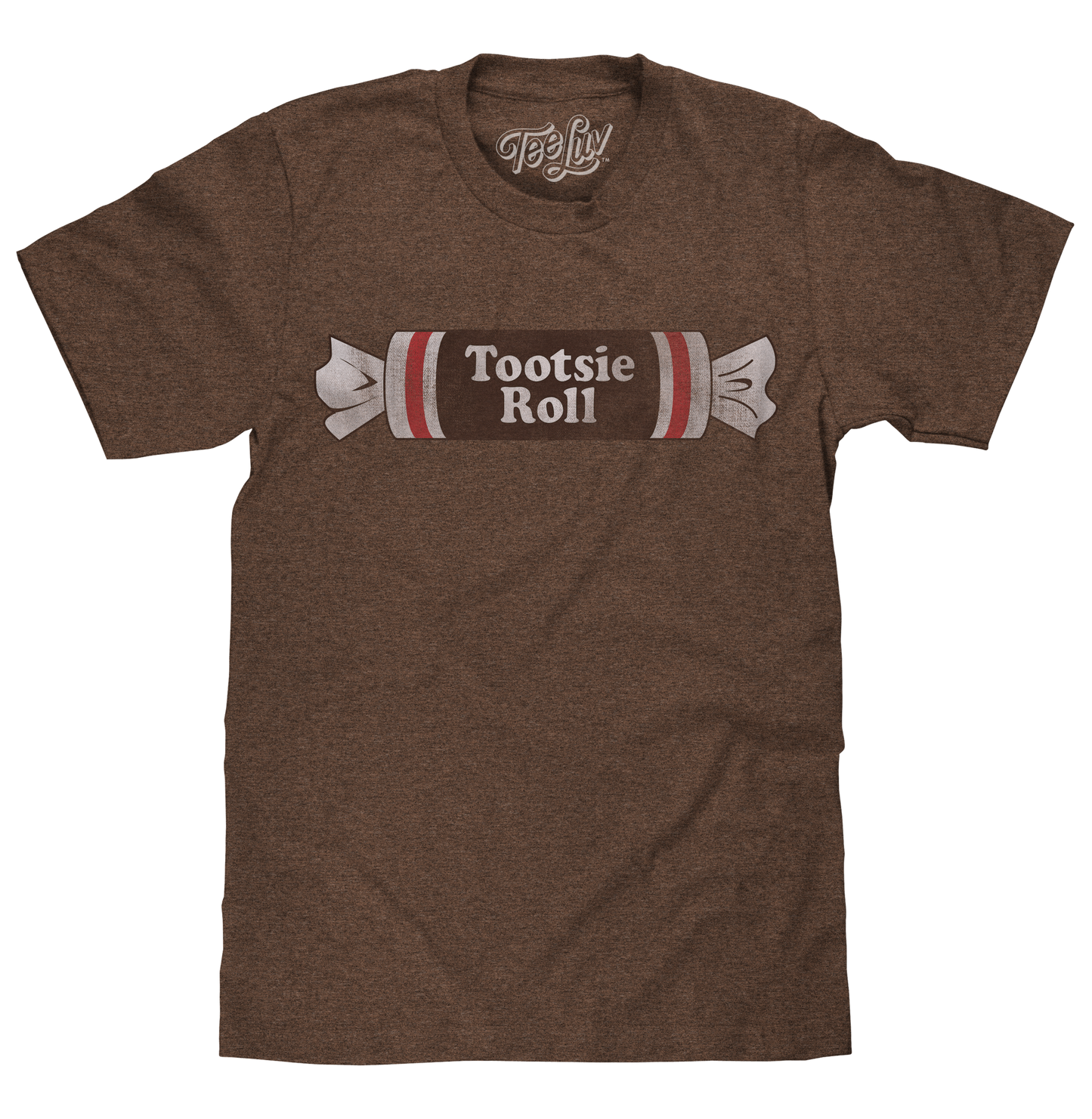 Tootsie Roll T-Shirt | Distressed Vintage Logo | Brown Heather | Poly-Cotton