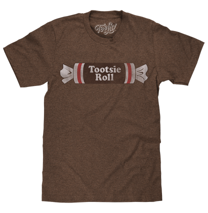 Tootsie Roll T-Shirt | Distressed Vintage Logo | Brown Heather | Poly-Cotton