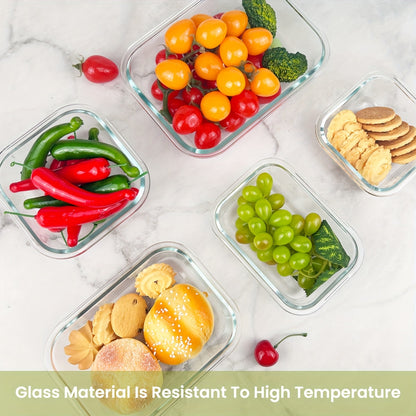 16-Piece Tempered Glass Food Storage Container Set with Airtight Lids | Microwave & Oven Safe