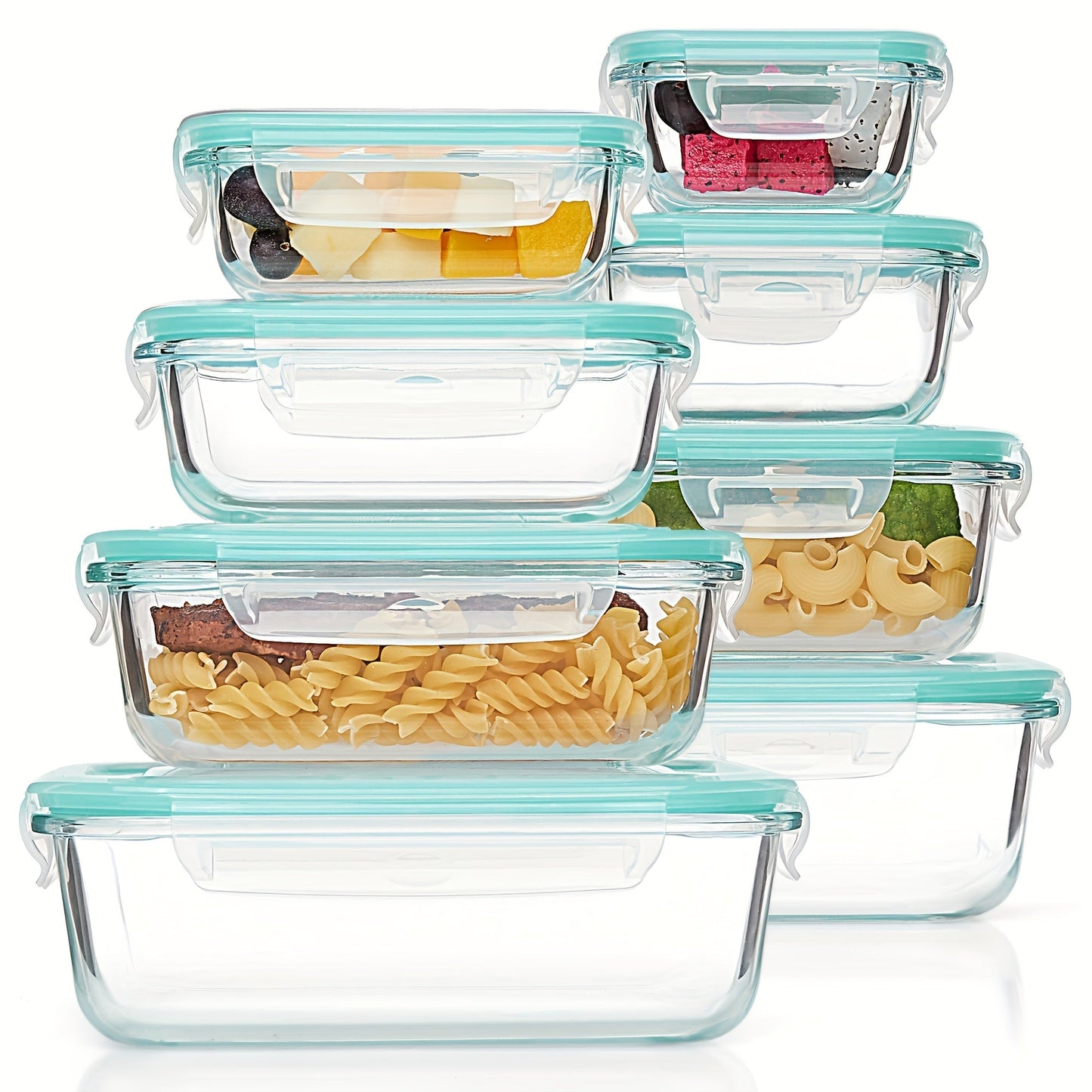 16-Piece Tempered Glass Food Storage Container Set with Airtight Lids | Microwave & Oven Safe