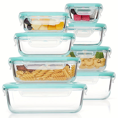 16-Piece Tempered Glass Food Storage Container Set with Airtight Lids | Microwave & Oven Safe