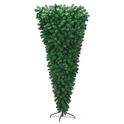 7-foot unlit artificial Christmas tree with an inverted shape and black metal stand