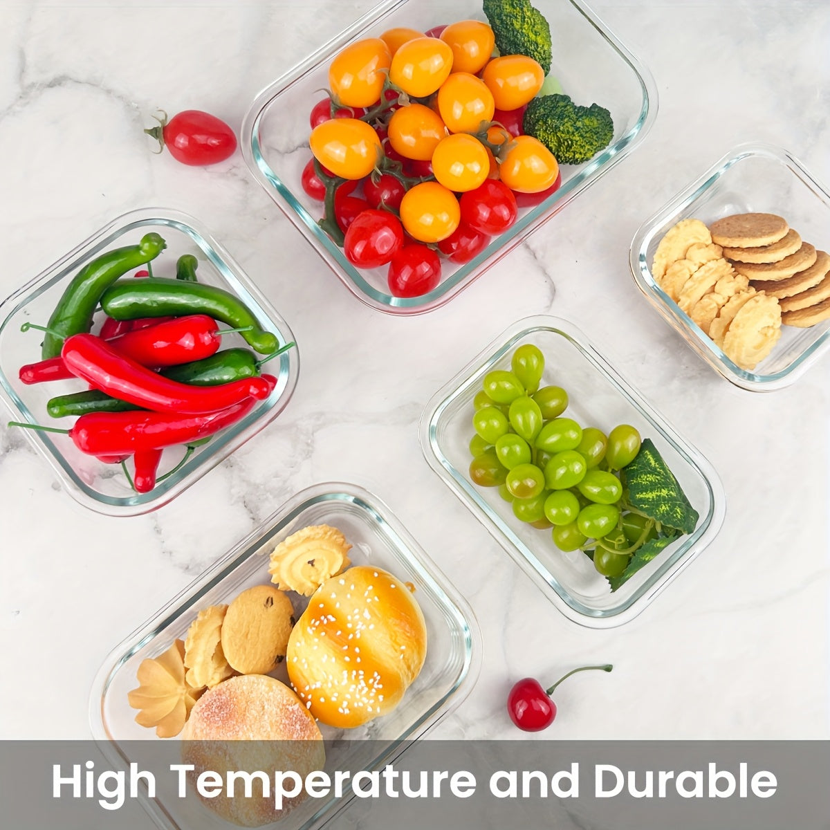 16-Piece Tempered Glass Food Storage Container Set with Airtight Lids | Microwave & Oven Safe