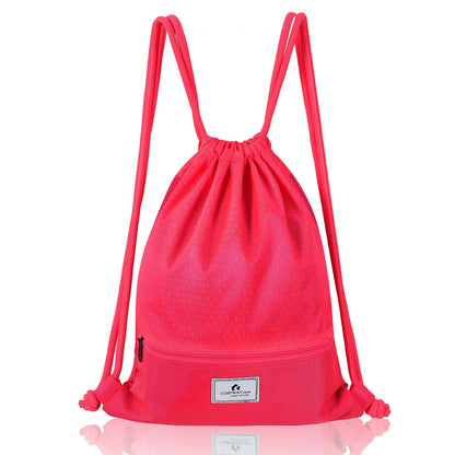 Foldable Drawstring Backpack with Zipper Pockets | Gym Travel Sports - Niksstuff