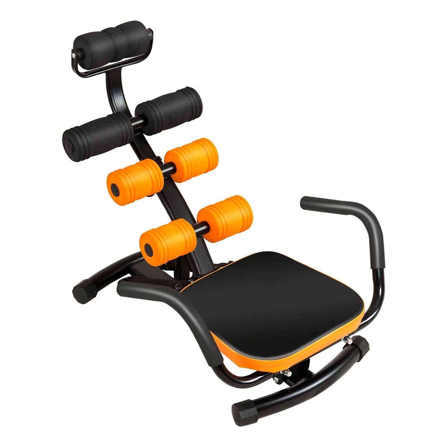 Abdominal Trainer Crunch Bench | 3-Level Adjust | Pivoting Rollers | Spring Resistance | Multi-Use