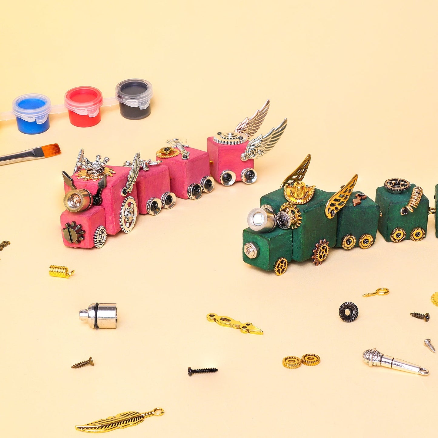 DIY Timber Train Kit | Wooden Train with LED Light & Paint - Niksstuff