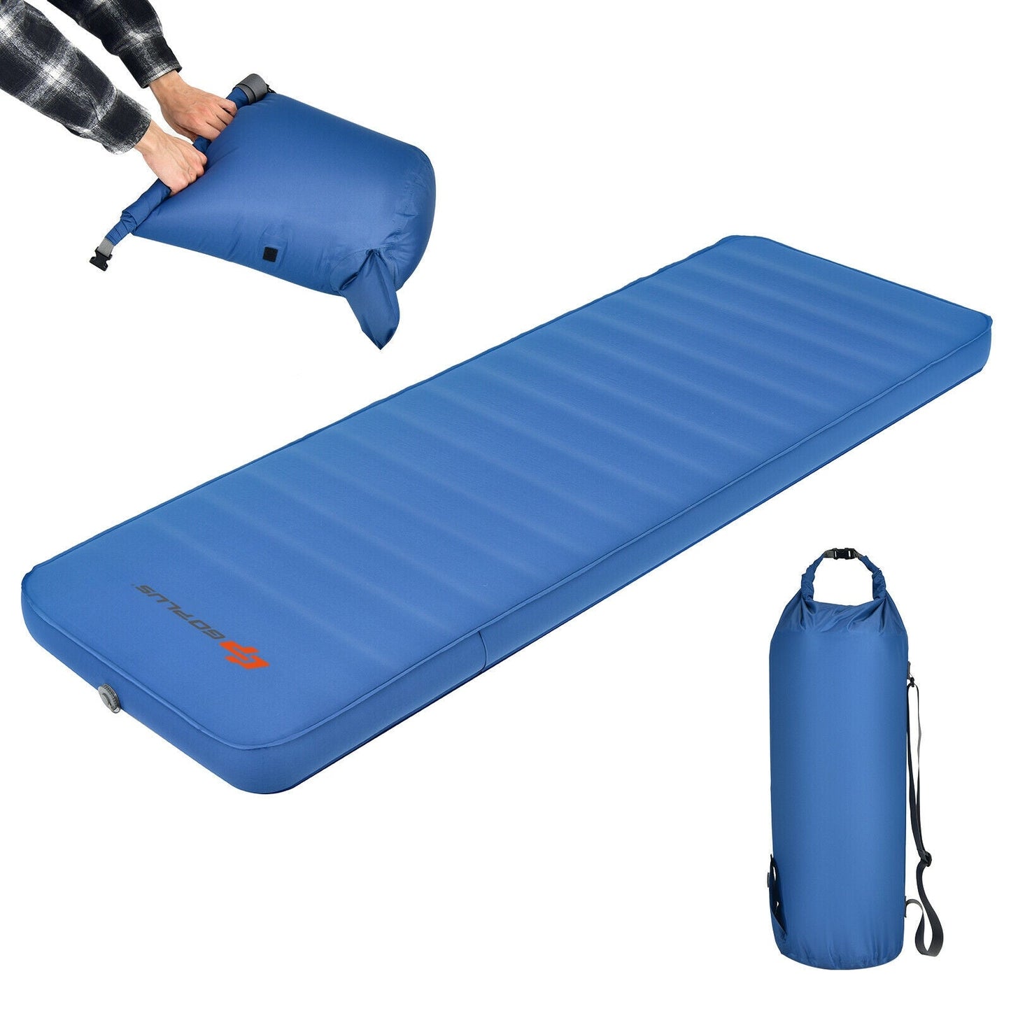 Self-Inflating Camping Sleeping Mattress | Waterproof TPU | Sponge Padding | Carrying Bag Included | Green or Blue