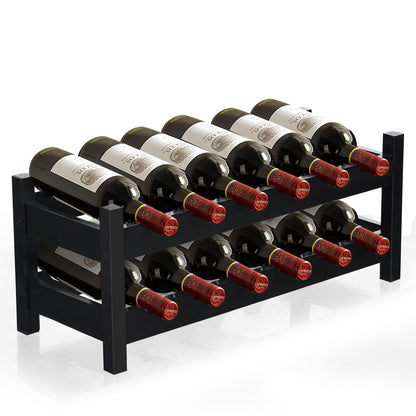 2-Tier Bamboo Wine Rack for 12 Bottles with Horizontal Storage