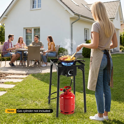 Propane Camping Stove | 80,000 BTU | Cast Iron Burner | 220 lb Capacity | Regulator & Hose Included