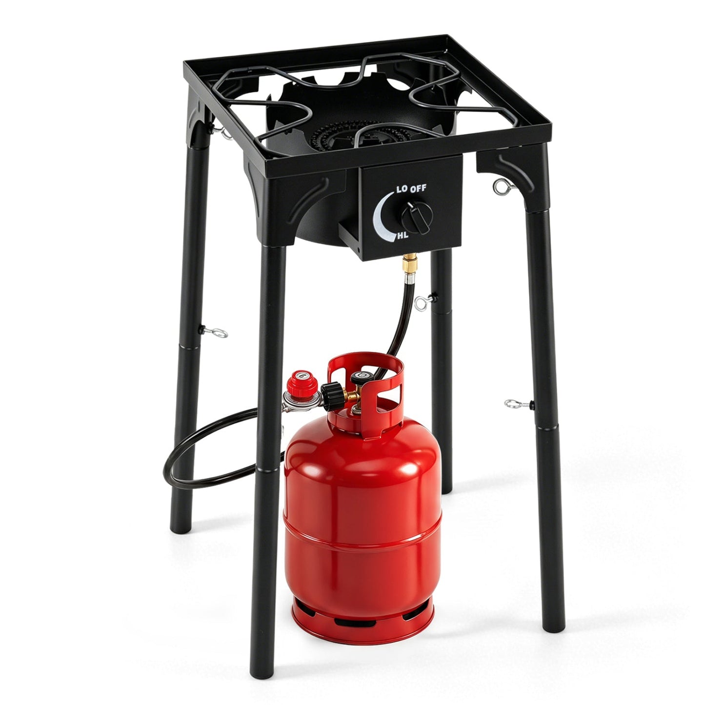 Propane Camping Stove | 80,000 BTU | Cast Iron Burner | 220 lb Capacity | Regulator & Hose Included