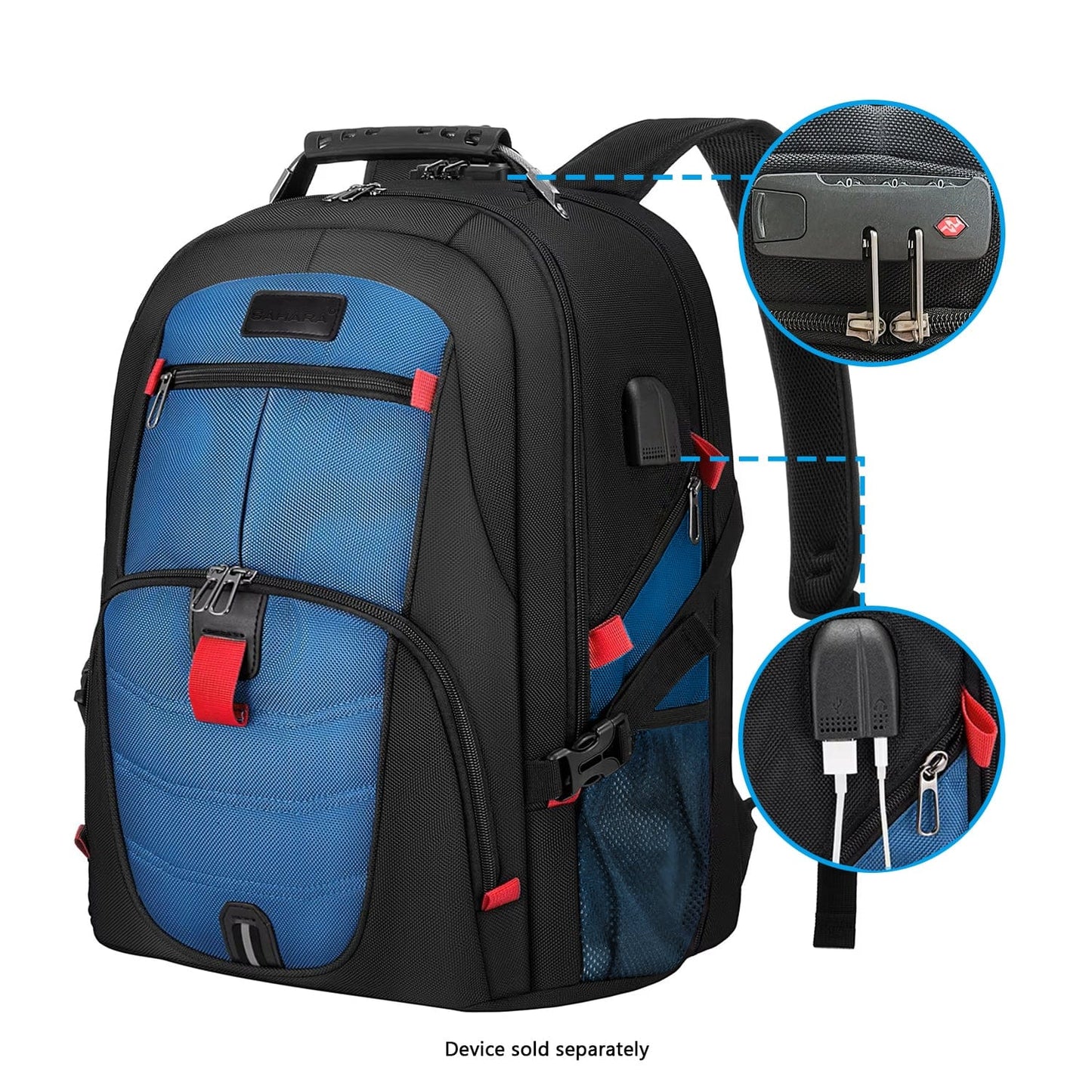 Sahara Anti-Theft Travel Laptop Backpack | USB Charging | Fits up to 17.3" | 4 Colors