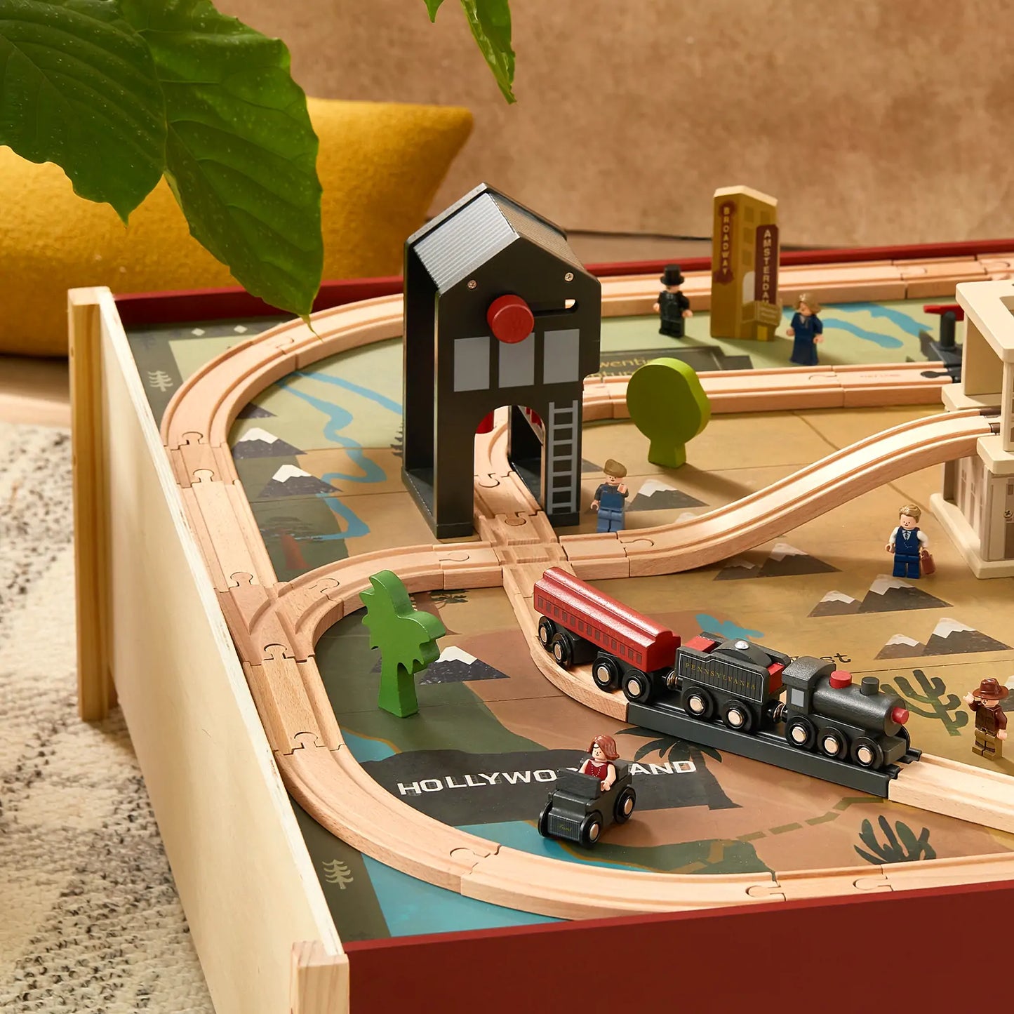 Tiny Land® 1920 Railway Adventure Train Table – 102-Piece Wooden Train Set with Play Table, Sound Effects & Storage | Ages 3+