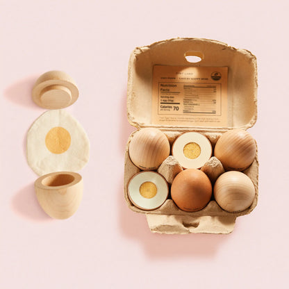 Tiny Land Wooden Egg Combo Playset - 6pc Beech Wood & Cloth