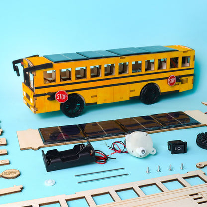 Dual Power School Bus STEM Kit | Battery + Solar | Personalized - Niksstuff