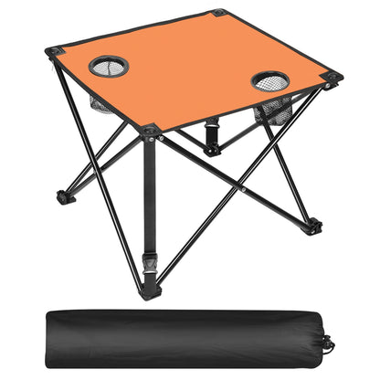 LakeForest Folding Camping Table with 2 Cup Holders – 600D Oxford, 44 lb Capacity | 18.5"x18.5" | 2.2 lbs | 1-Pc & 2-Pc Sets
