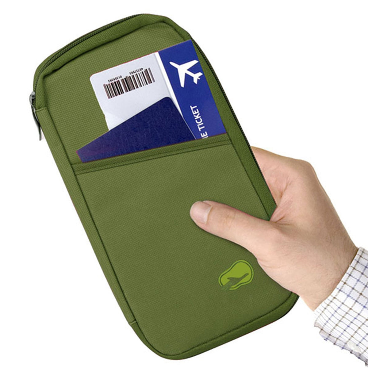 LJG Travel Passport Wallet – 12-Cell Organizer, Water-Repellent Zipper Case – Lemon Green
