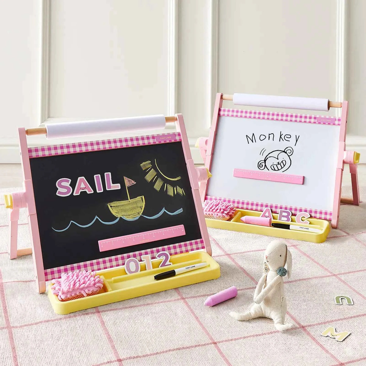 Tiny Land® Double-Sided Magnetic Tabletop Easel | Pink, Oatmeal or Green