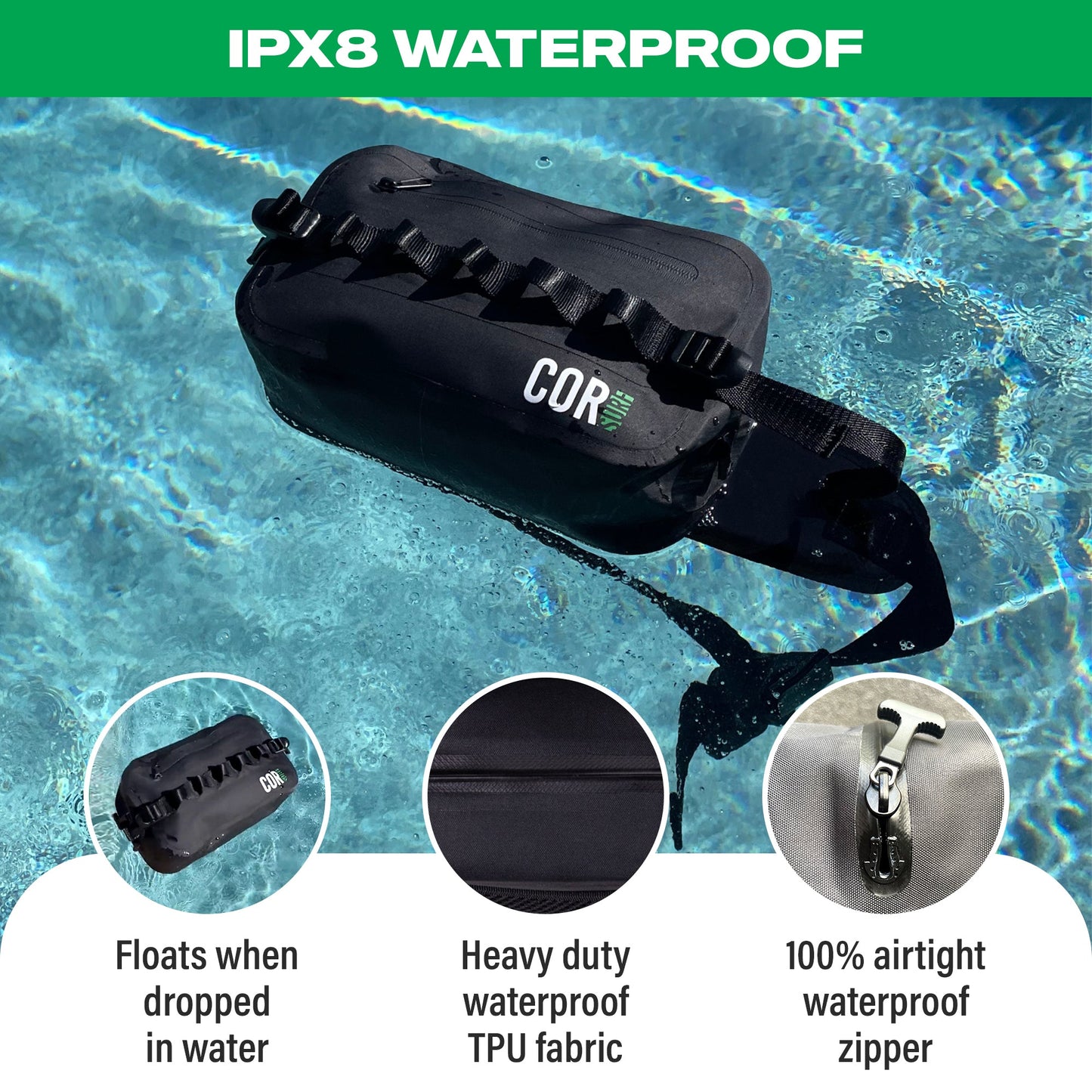 Waterproof Waist Pack 2.5L | Submersible Fanny Pack | COR Surf - Niksstuff