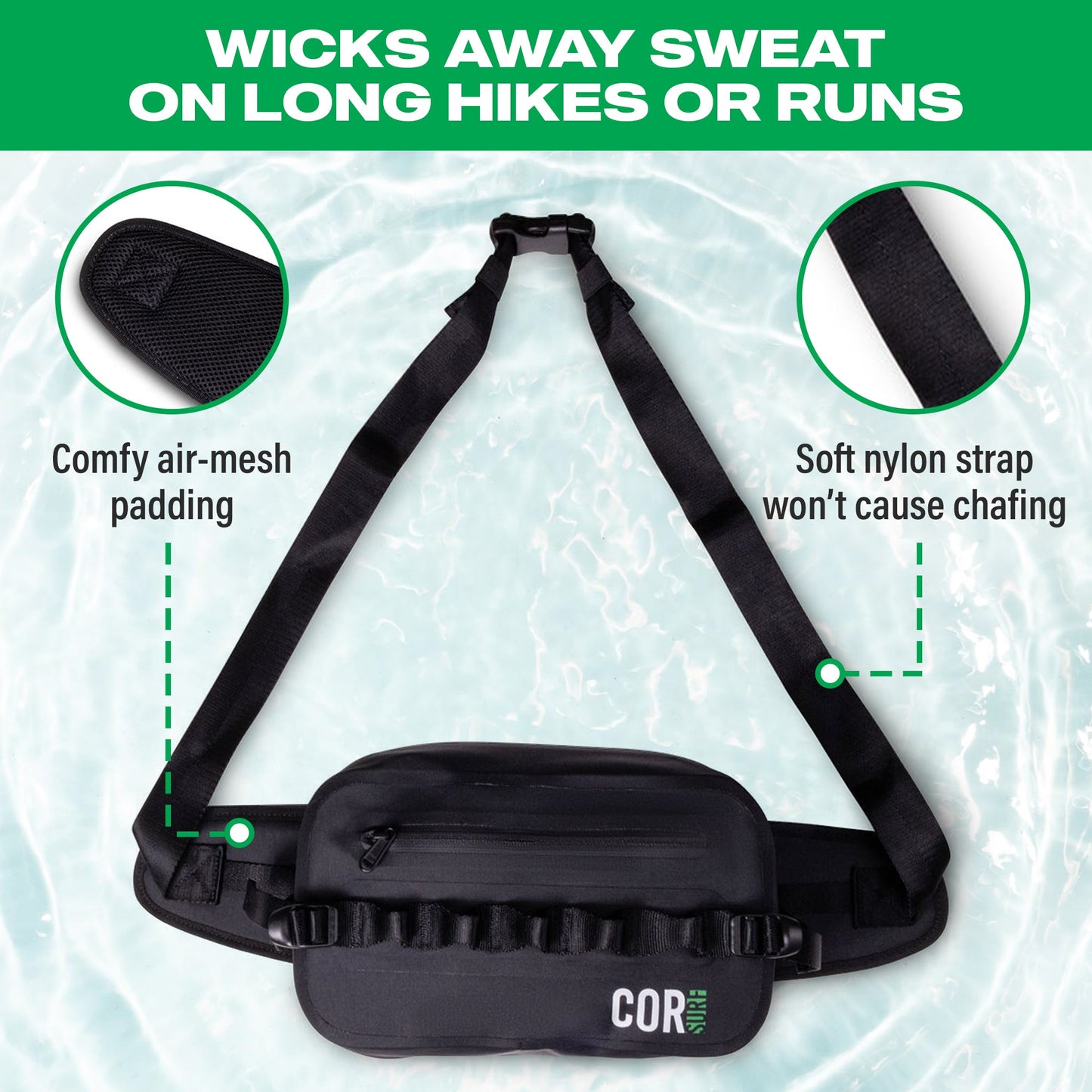 Waterproof Waist Pack 2.5L | Submersible Fanny Pack | COR Surf - Niksstuff