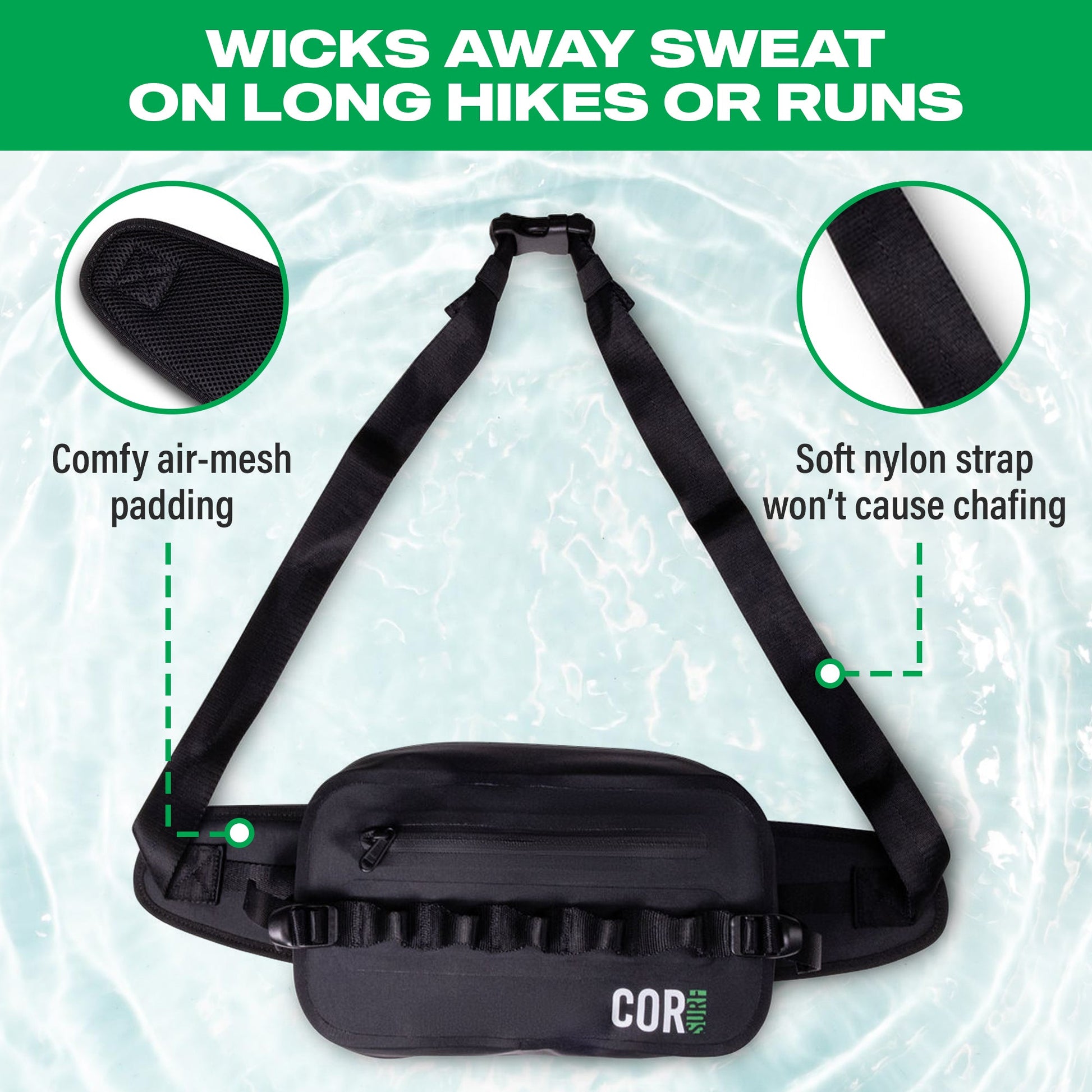 Waterproof Waist Pack 2.5L | Submersible Fanny Pack | COR Surf - Niksstuff