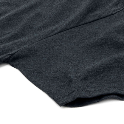 Denim black heather T-shirt hem with double-stitched seam detail