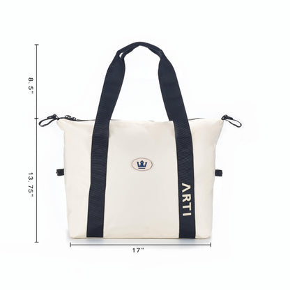 ARTI Signature Duffle Bag | Cream | 17"×13.75"×6.5" | Polyester | Removable Strap | ARTI - Niksstuff